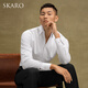 SKARO【雷總同款 免燙無(wú)痕】一片領(lǐng)襯衫男士商務(wù)休閑長(cháng)袖白色襯衣 白色SKE1193（一片領(lǐng)）_雷軍同款 42
