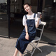佰藍嬌高檔洋氣減齡薄款牛仔背帶裙子女夏季2024新款夏天寬松吊帶連衣裙 圖片色【兩件套】 L