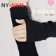 NY-NYM羊毛手臂套袖套女秋冬長款露指半指手套加厚保暖羊毛線保暖 黑色 40cm