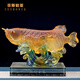菲斯鉑亞琉璃金龍魚(yú)擺件招財(cái)裝飾公司電視柜酒柜新店鋪收銀臺(tái)擺設(shè)開(kāi)業(yè)禮品 琉璃琥珀色金龍魚(yú)高22cm 重6.8kg
