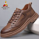 稻草人男鞋2026春夏新款真皮軟底飛行員休閑鞋子內增高潮流百搭商務(wù)皮鞋 棕色 40