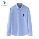 U.S. POLO ASSN.襯衫男夏季商務(wù)休閑襯衣百搭棉襯衫上衣男裝外套父親節 藍色 XL