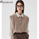 帕羅（PALUOPO）100%山羊絨衫女秋冬厚款馬甲背心圓領(lǐng)絞花開(kāi)衫毛衣無(wú)袖針織保暖 深燕麥 L 165/105