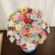 ins風(fēng)陶瓷花景德鎮(zhèn)高溫手工仿真永生花瓷花束擺件家居裝飾花桌面 顏色隨機(jī)發(fā)雙層 6支