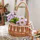 恰好時(shí)光藤編花籃花盆柳編收納筐野餐手提公主花籃婚慶插花籃道具大號