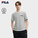 FILA 斐樂(lè)官方易烊千璽同款男子針織短袖衫2025年休閑舒適純棉條紋T恤