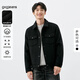 gxg.jeans男裝外套冬季新款灰色翻領(lǐng)工裝綿羊毛毛呢夾克 黑色 XL 180