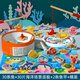 木丸子木制寶寶磁性釣魚兒童玩具小魚嬰幼兒益智早教男女孩生日禮物 大號(hào)30條磁性釣魚+桶裝+30片底板