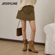 Jessy line秋季專(zhuān)柜款 杰茜萊純色a字半身短裙子 431112032 咖色 M/165