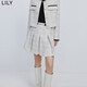 LILY春新款女裝減齡學(xué)院感小香風(fēng)都市通勤高腰A字半身裙短裙 604米白 L