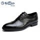 金利來(lái)（Goldlion）男鞋 三接頭皮鞋男 英倫系帶男士商務(wù)正裝皮鞋尖頭牛皮黑色牛津鞋 黑色 41