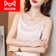 貓人（MiiOW）吊帶背心女西裝內搭秋季打底仿真絲睡衣女上衣V領(lǐng)緞面夏季可外穿 香粉色 L