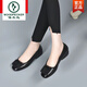 啄木鳥(niǎo)品牌真皮坡跟單鞋女2022年新款春季渼中跟軟底軟皮中年媽媽小皮鞋 黑色圓扣 37