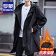 羅蒙（ROMON）高檔輕奢風(fēng)衣男中長(zhǎng)款英倫風(fēng)韓版潮流過(guò)膝春秋外套男士高級(jí)感大衣 加棉款-黑色 L 碼(125-140斤)