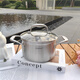 ChockMen德國18/10三層點(diǎn)焊加厚雙耳不銹鋼玻璃蓋奶鍋湯鍋一體16/18CM 18cm雙耳奶鍋