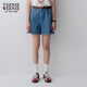 Teenie Weenie小熊牛仔短褲女夏季韓版簡(jiǎn)約休閑松緊高腰時(shí)尚牛仔褲女 深藍(lán)色 M (165)