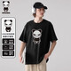 HIPANDA短袖t恤男女同款重磅240g純棉潮牌印花寬松百搭上衣男黑色L