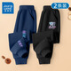 真維斯男童褲子秋冬款2025新款兒童加絨保暖長(cháng)褲運動(dòng)褲男大童冬裝休閑褲 【兩條春秋款】藏藍黑/漸變熊 140