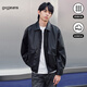 gxg.jeans男裝2025年春季黑色翻領(lǐng)PU皮帥氣機車(chē)夾克外套 黑色 XL (180)