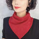 名矜2024圍脖女秋冬季保暖護頸椎韓版百搭防寒圍巾脖套三角巾外搭薄款 針織款脖套 純色紅色