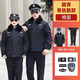 卓倫尚品保安服冬裝棉服套裝物業(yè)保安制服冬季執勤棉衣防寒服保安棉大衣 黑冬執勤棉服+褲子+標志 XL (175)