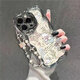 FANCYCHIC可愛kt貓?zhí)O果15/14/13/12/11promax手機殼8plus/6S/7硅膠XS軟殼XR 銀色-電鍍紋草叢凱蒂貓+愛心小熊手鏈 蘋果6plus/6splus/5.5寸通用