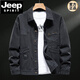 JEEP SPIRIT美式工裝牛仔外套男士春秋款復古機車穿搭寬松大碼夾克飛行員衣服 深灰色 L