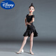 迪士尼（Disney）兒童拉丁舞服女童拉丁舞裙24夏季短袖練功服少兒舞蹈比賽表演服裝 黑色上衣+黑色裙子 170(建議身高160-165CM，13歲)