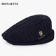 蒙奈特（MONAITTE）帽子男冬季新款保暖護耳鴨舌帽秋冬加絨貝雷帽針織毛線(xiàn)前進(jìn)帽女 藏青色 均碼（55-62CM）