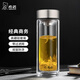 希諾（HEENOOR）雙層玻璃杯男士商務(wù)辦公泡茶杯帶濾網(wǎng)車載便攜水杯大容量禮品杯子 大容量360ml-本色【升級小熊蓋】 高硼硅玻璃杯體（帶濾網(wǎng)）