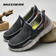 斯凱奇（Skechers）男鞋商務(wù)休閑鞋舒適一腳蹬輕便舒適時(shí)尚春季款復(fù)古帆布鞋
