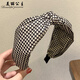 美麗公主 發(fā)卡發(fā)箍網(wǎng)紅2024年新款碎發(fā)頭箍女夏天薄款洗臉束發(fā)帶頭飾 2#黑白格子
