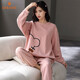 多拉美睡衣女春秋季薄夾棉空氣棉夾層甜美可外穿女士家居服套裝 XL