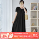 婧麒（JOYNCLEON）孕婦裝夏季連衣裙2025新款雪紡寬松顯瘦口袋長(zhǎng)裙大碼減齡孕婦裙子 黑色 L