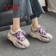 奧古獅登（Agsdon）運動(dòng)鞋女學(xué)生春季新款網(wǎng)面百搭休閑鞋厚底增高老爹鞋女鞋 米紫 37