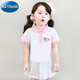A 21 FUNB美樂蒂裙子女童衣服夏季學(xué)院兒童裝純棉短袖凱蒂貓女寶polo連衣裙 布魯伊白色 130 cm 建議身高120
