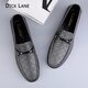 DICK LANE 迪克.雷恩品牌豆豆鞋男2025夏季新款一腳蹬商務(wù)皮鞋男士透氣休閑樂福鞋男 灰色 36