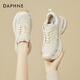 DAPHNE達芙妮老爹鞋女厚底休閑運動(dòng)透氣百搭新款女鞋秋冬冬季加絨學(xué)生棉鞋 米色 單層 跟高6.5cm 36 (230mm) 標準碼