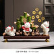 節(jié)節(jié)高升貓發(fā)財(cái)擺件客廳前臺(tái)辦公室玄關(guān)裝飾開(kāi)業(yè)喬遷禮品 竹林貓+底座+金幣貓+躺賺貓