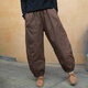 亂在江南民族風(fēng)冬季夾棉保暖休閑褲女顯瘦文藝百搭棉褲松緊腰寬松長(cháng)褲 棕褐色 均碼