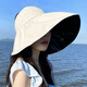 GIAVENTOLA空頂帽黑膠女夏防曬帽子防曬遮臉漁夫帽可折疊調節大頭圍遮陽(yáng)帽 米色  魔術(shù)貼空頂（遮陽(yáng)帽） 可調節 M（53-60cm）