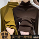 閃蜜螺紋德絨半高領(lǐng)打底衫女2024秋冬新款內(nèi)搭修身顯瘦長袖t恤女上衣 單件/芥末黃[升級(jí)螺紋德絨 2XL建議125-140斤