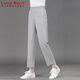 LOVER RUCCI夏季薄款運動(dòng)褲女九分褲純棉大碼直筒休閑褲中年高腰寬松衛褲女 淺灰色 2XL【建議115-130斤】