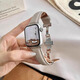 炫戴適用蘋果手表S10/S9表帶真皮apple iWatchs8/7/6/5/4蝴蝶扣se商務ultra2高級男女生運動皮質荔枝紋 荔枝紋蝴蝶扣皮帶-杏色 適用38/40/41/S10【42mm】表盤
