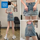 真維斯牛仔裙半身裙女2025年夏季新款高腰顯瘦a字小個子刺繡包臀短裙子 復(fù)古藍(lán) M