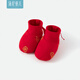 湯尼倍兒 中國風(fēng)0-6個月新生兒護(hù)腳套寶寶百天喜慶純棉滿月紅色嬰兒腳套 紅色 0-6個月