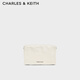 CHARLES&KEITH褶皺翻蓋式單肩斜挎小方包女生日新年禮物送女友CK2-80782348 Cream奶白色 S