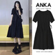 綾庭鷹孕婦裙子夏裝過(guò)膝長(cháng)裙潮媽時(shí)尚氣質(zhì)寬松黑色連衣裙感洋氣顯瘦 黑色 XL