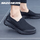 斯凱奇（Skechers）男鞋健步鞋一腳蹬懶人鞋冬季男子網(wǎng)面透氣運動(dòng)鞋輕便休閑鞋 全黑色216013 42.5 /9/270mm