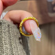 QMXD古法傳承紫荊花金戒指女新款金雕花素圈指環(huán)仿鍍沙金氣質(zhì)實(shí)心戒子 7號(hào)（建議111-120斤）